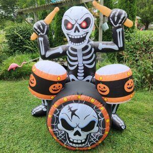 5 FT Rock Skeleton Halloween Blow Up Inflatable Decorations with LED Light